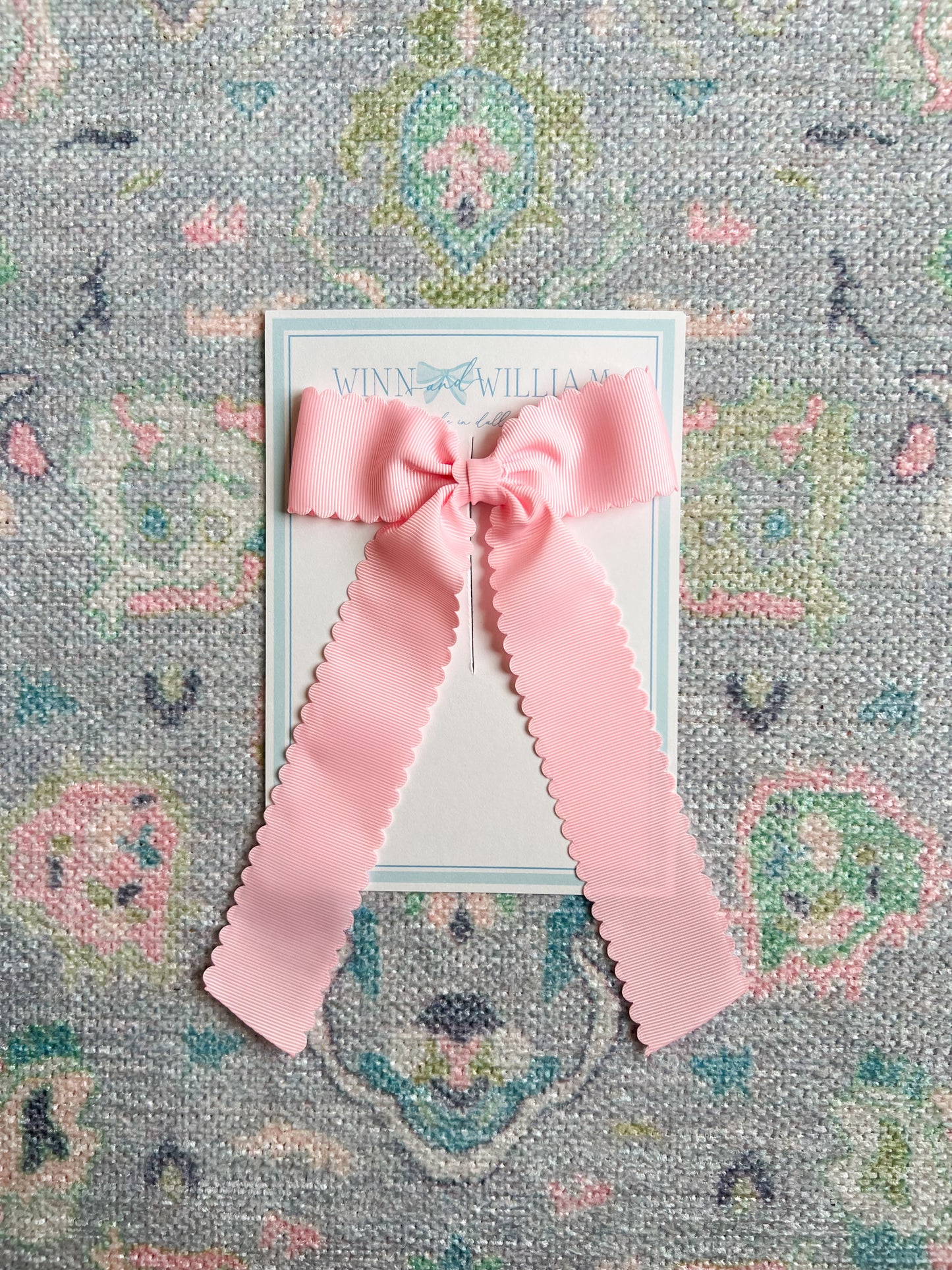 Scalloped Pink Long-tail Bow