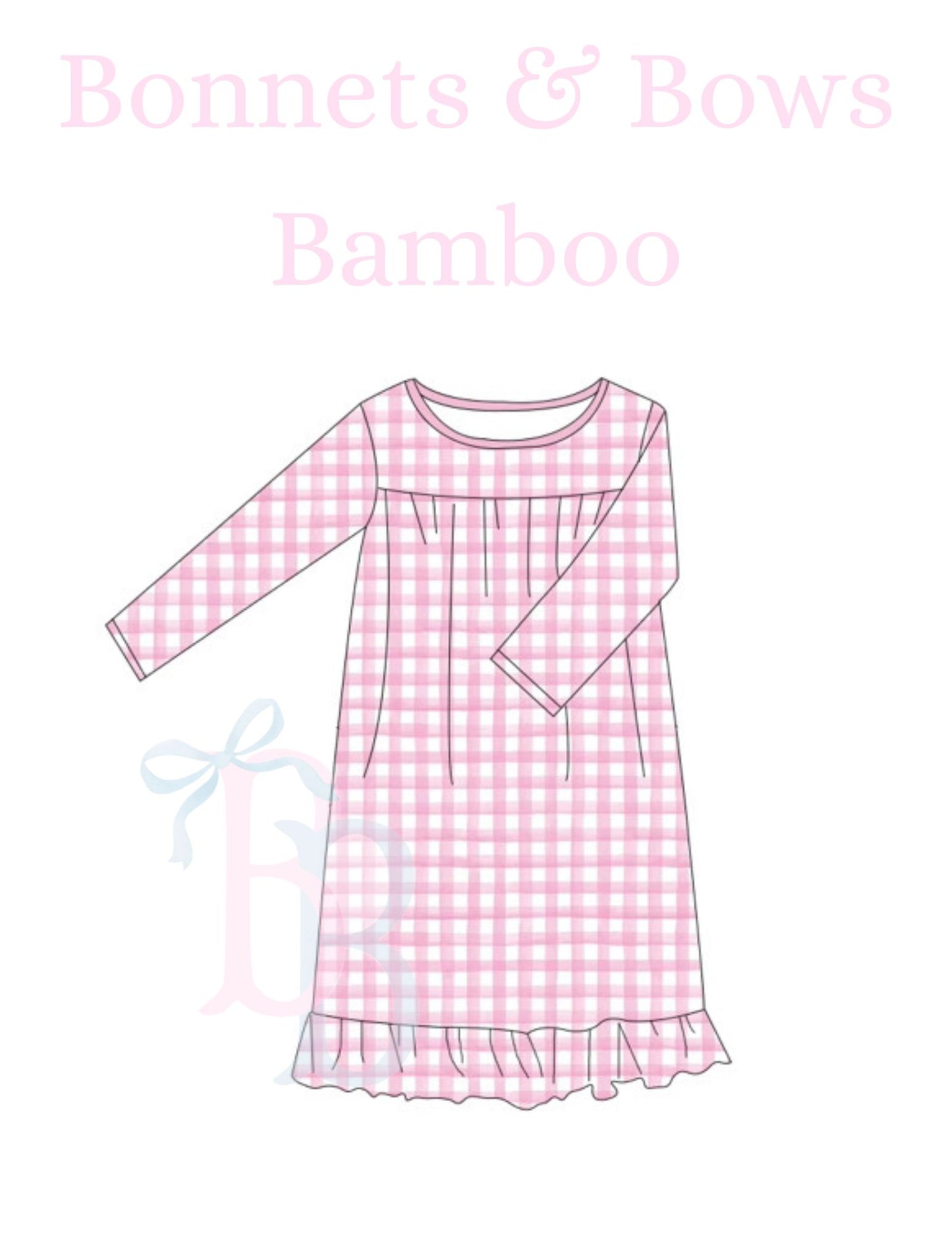 Pink Gingham Bamboo Gown