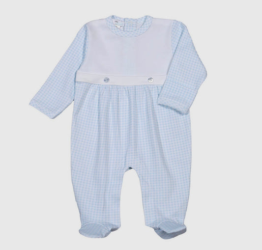 Blue Gingham Pima Footie