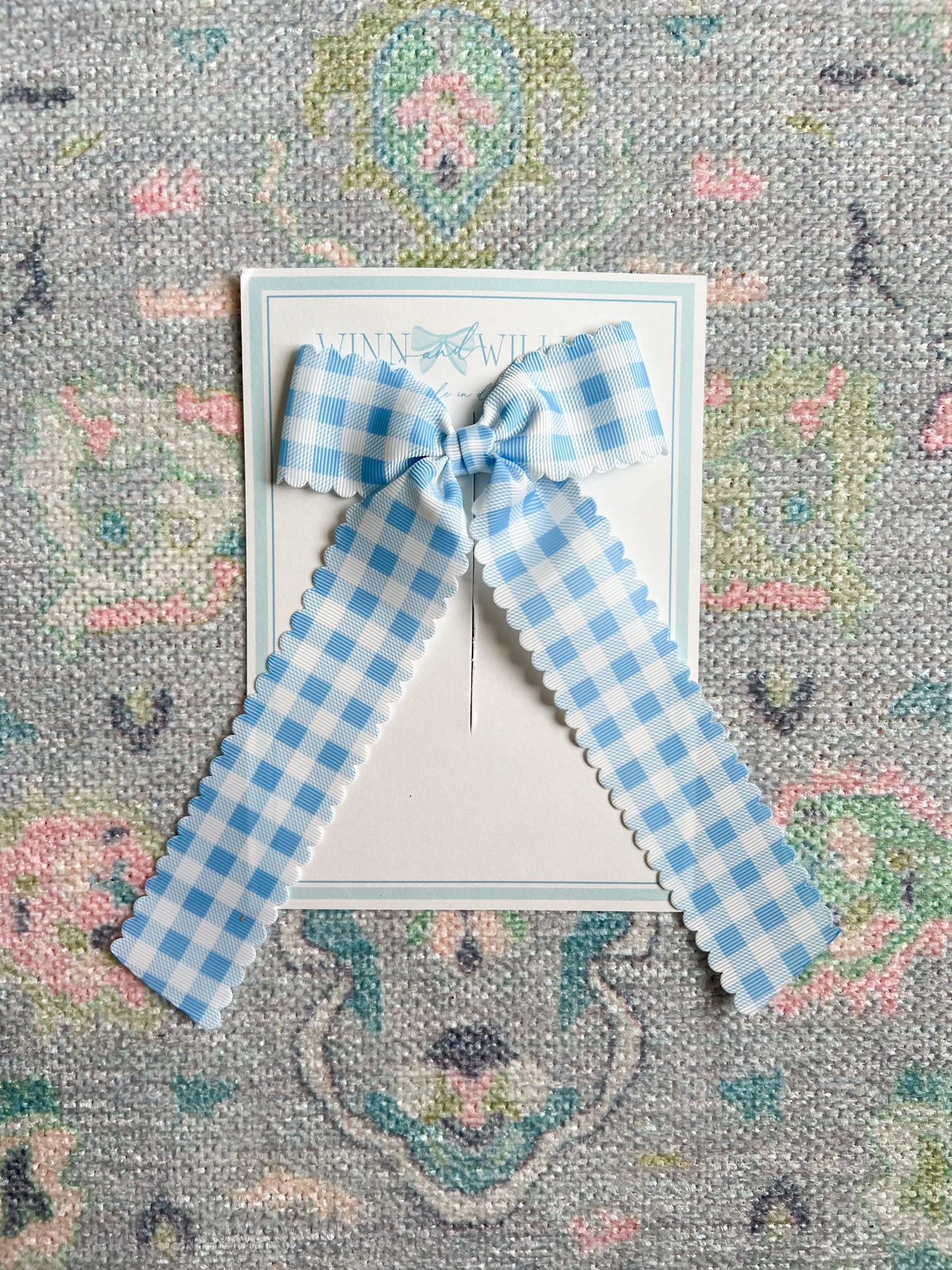 Scalloped Gingham Long-tail Bow