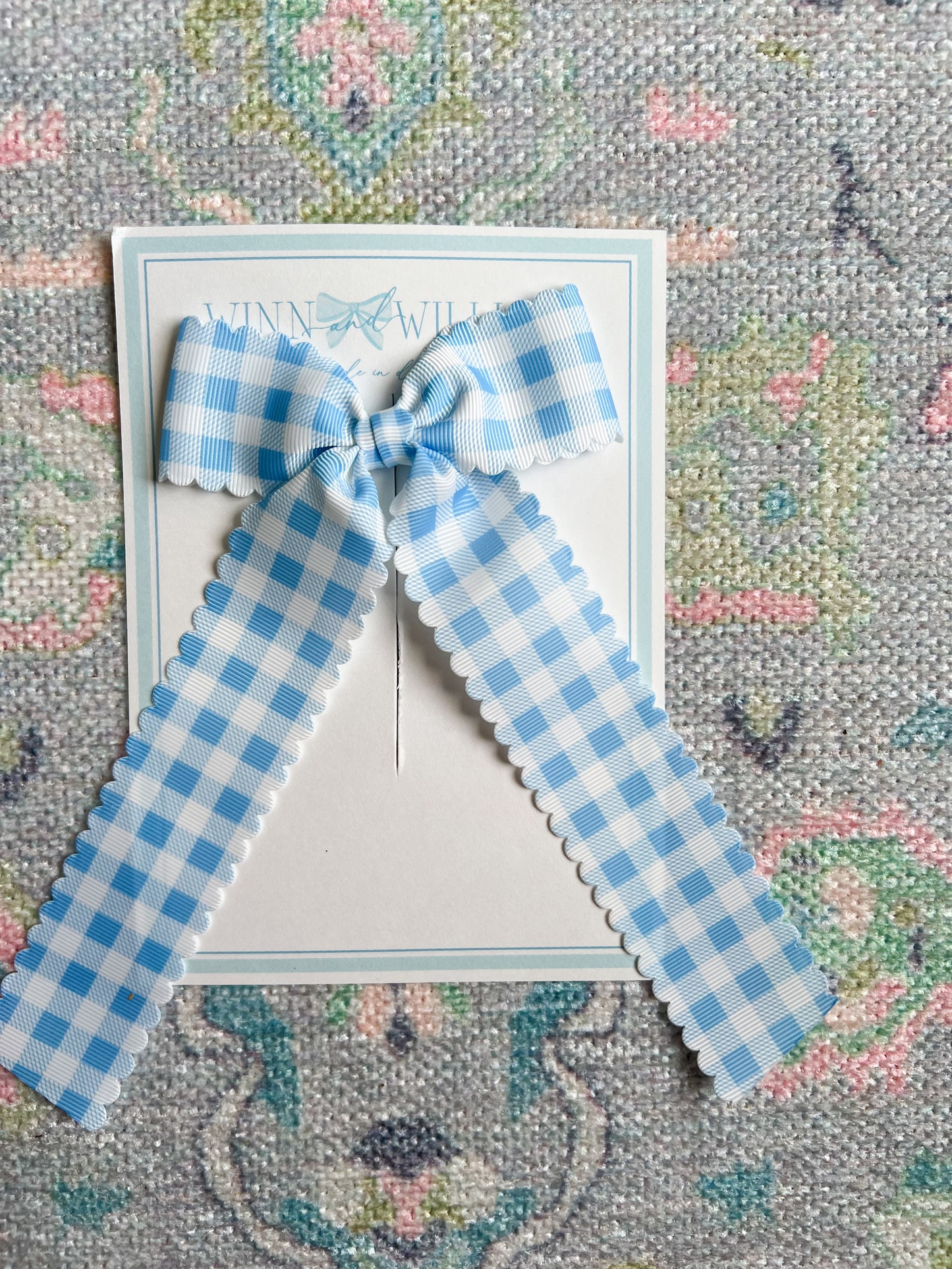 Scalloped Gingham Long-tail Bow