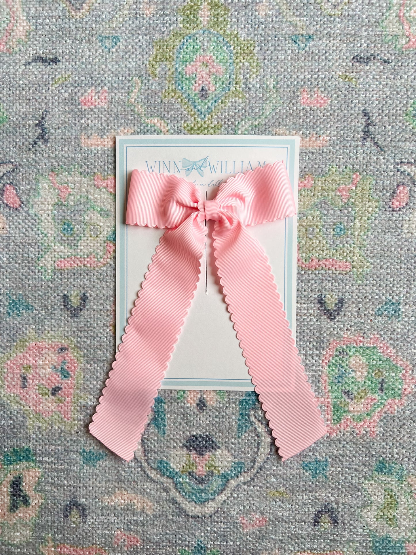 Scalloped Pink Long-tail Bow