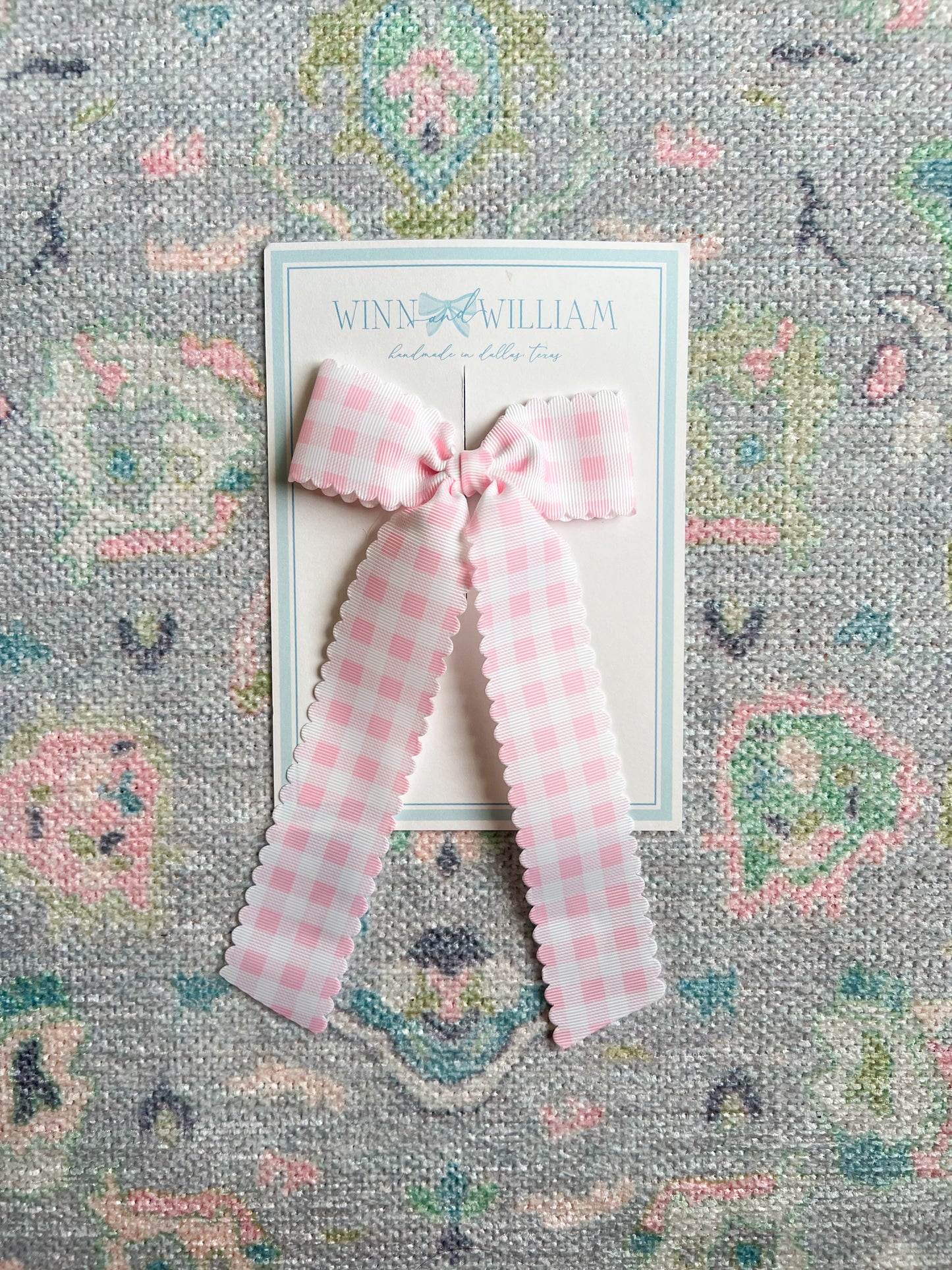 Scalloped Gingham Long-tail Bow