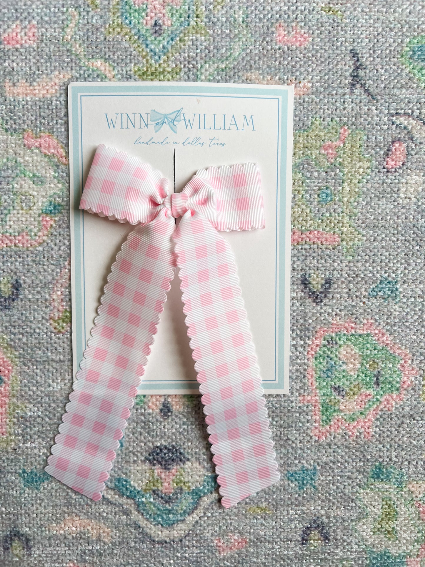 Scalloped Gingham Long-tail Bow