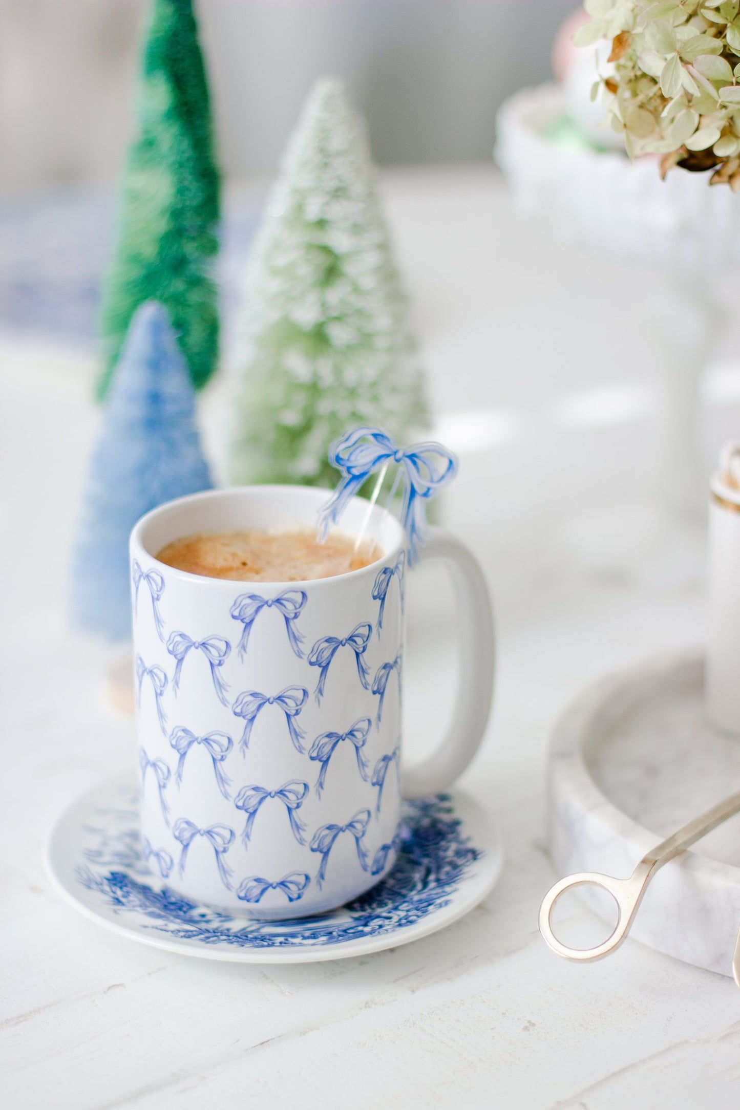 Grandmillennial Blue Bow Mug