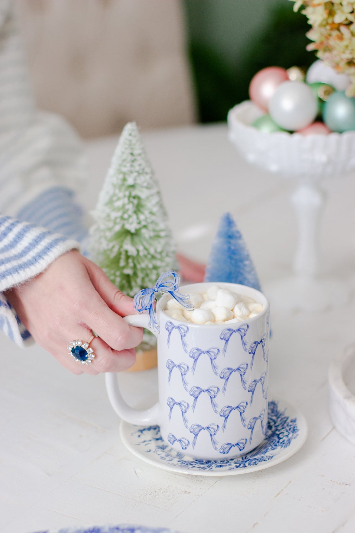 Grandmillennial Blue Bow Mug