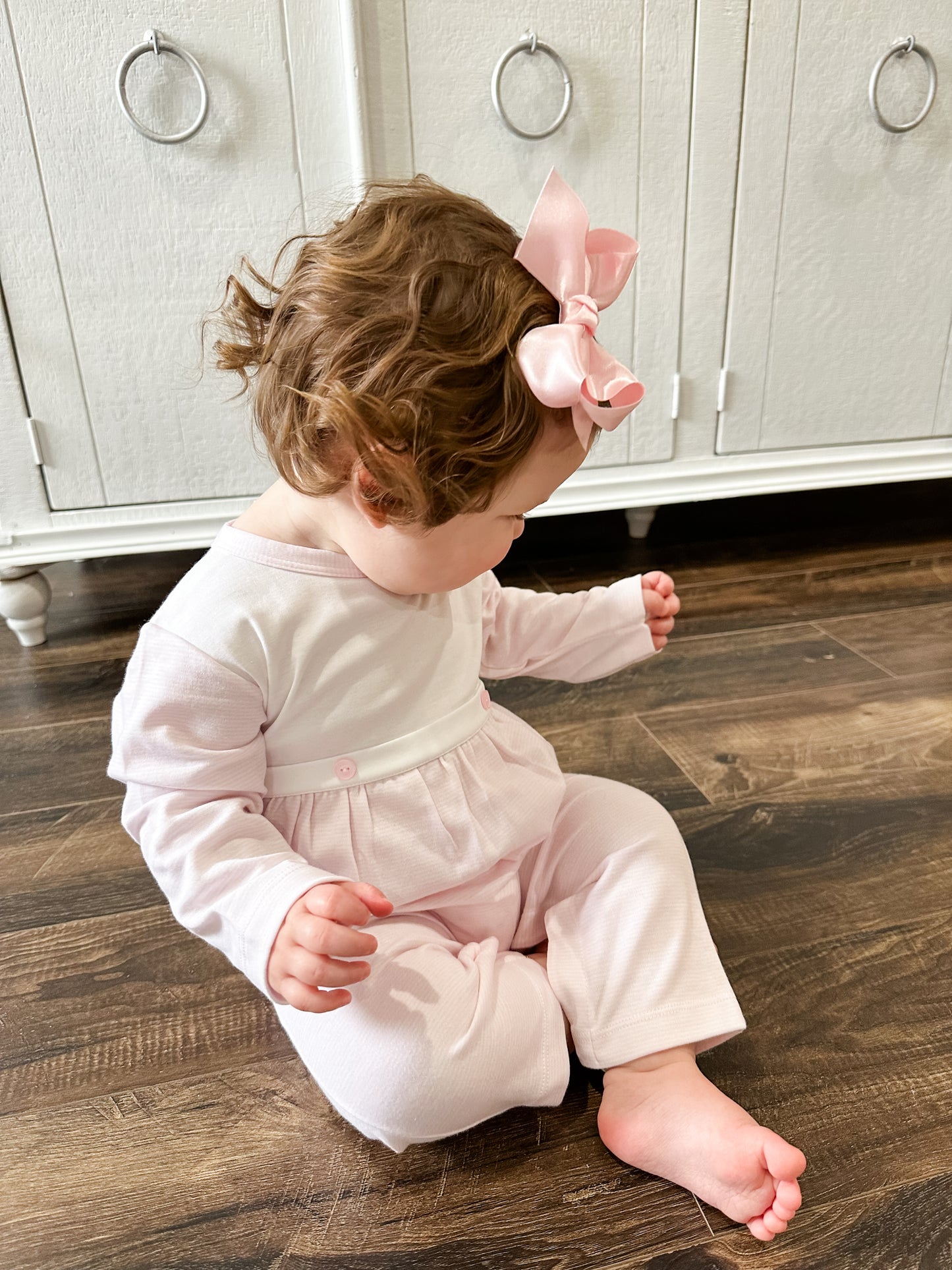 Pink stripe bib play suit