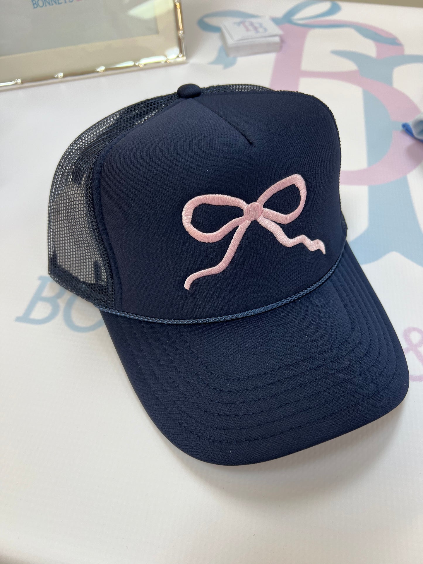 Navy Bow Trucker Hat