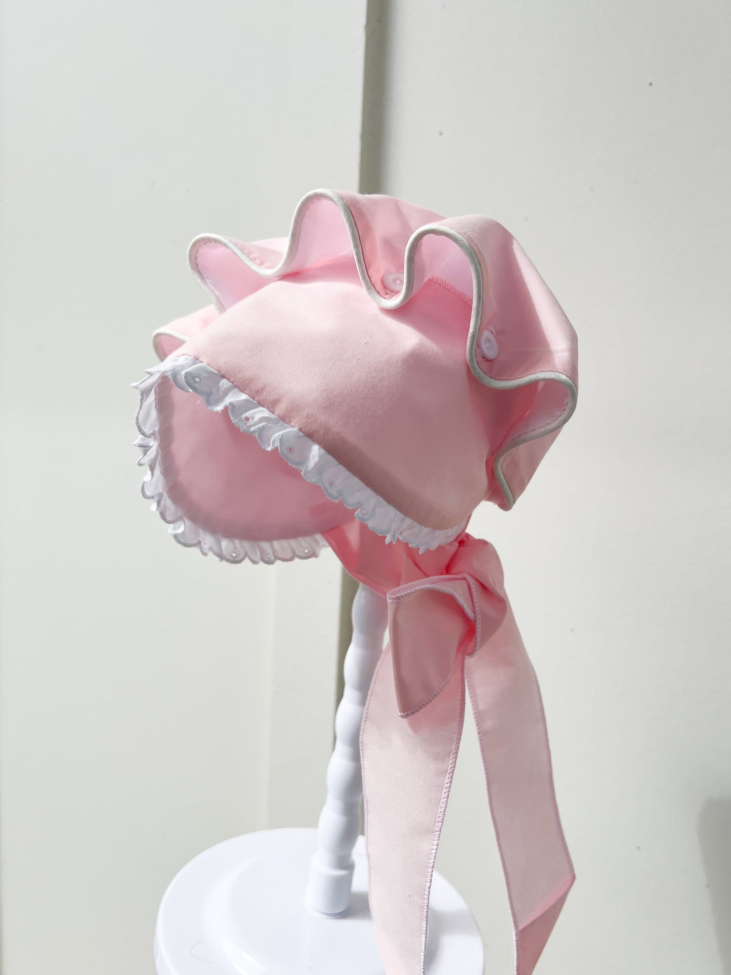 Pink Eyelet Bonnet