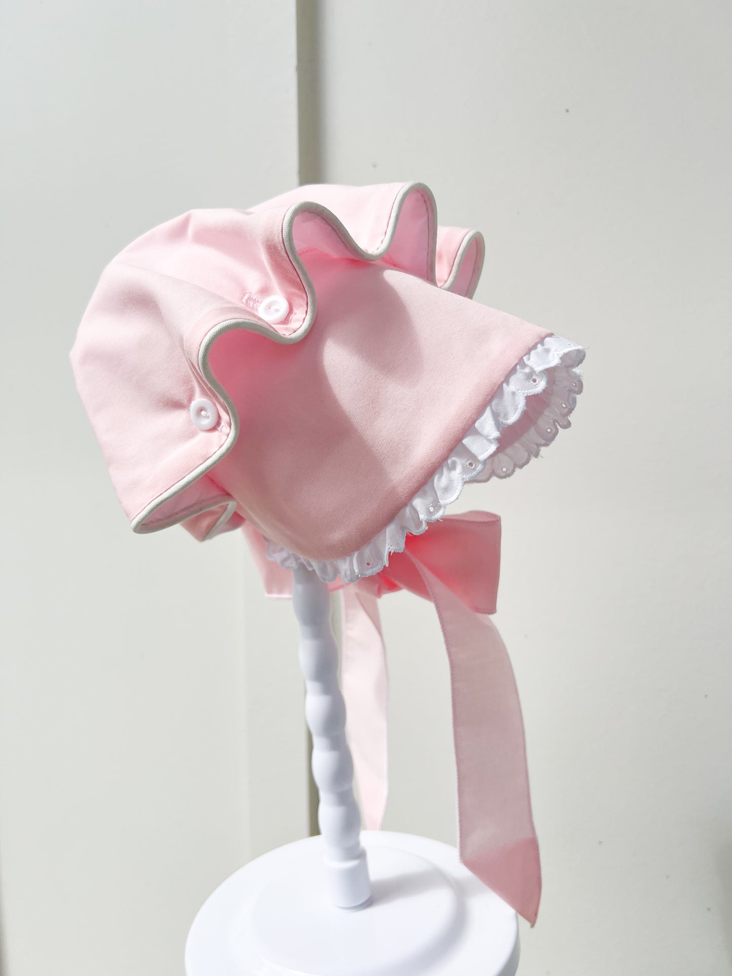 Pink Eyelet Bonnet